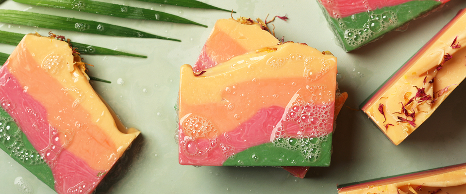 tropical colored soap bar