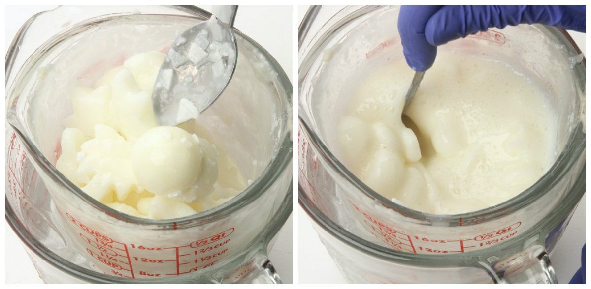 art0073
add milk to soap stirring in lye