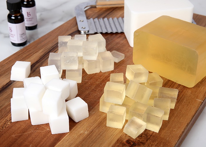 Chopped
                melt and pour soap base