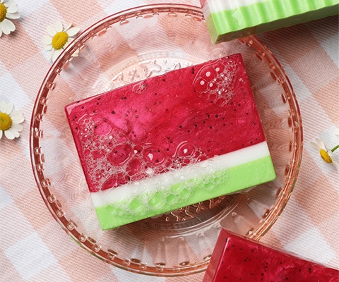 slice of soap layered like a watermelon
