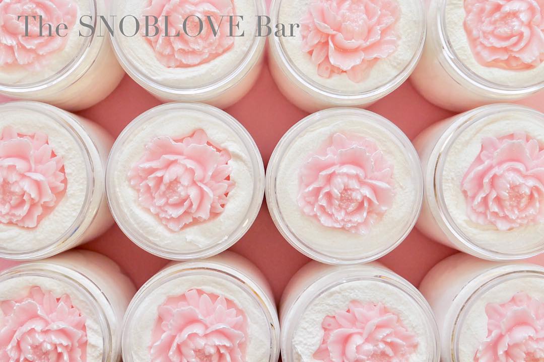pink peony whipped sugar scrub by the snoblove bar
