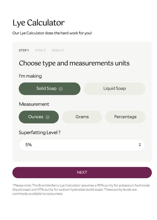 choosing oil amounts in the lye calculator | bramble berry