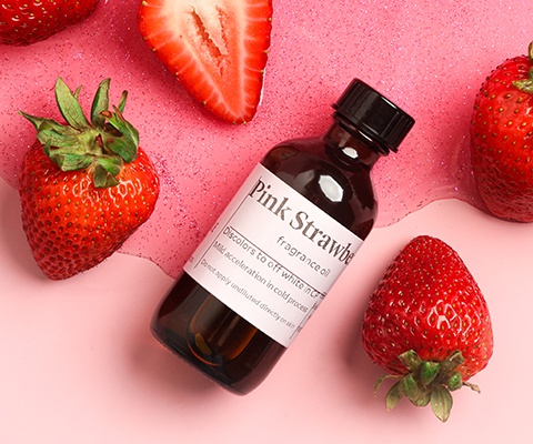 fragrance oil bottle with strawberries