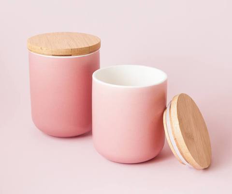 pink ceramic containers
