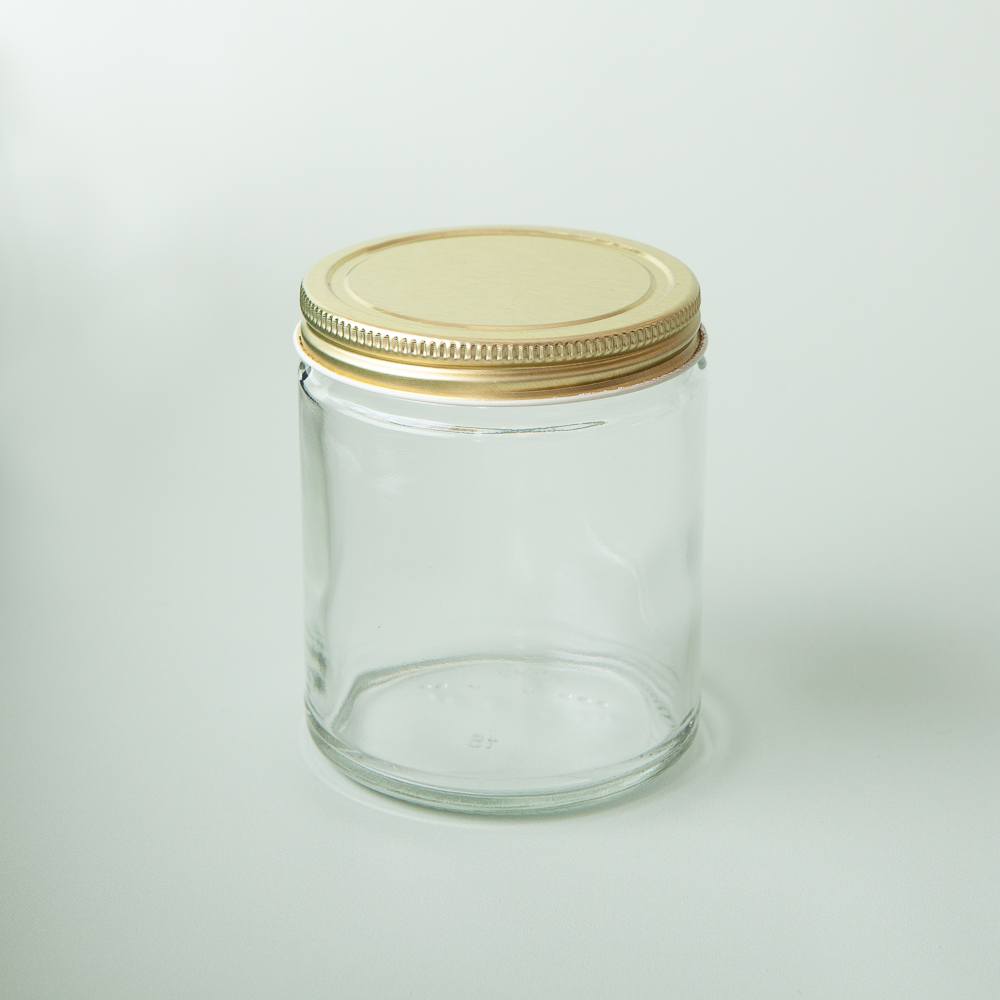9 oz Clear Glass Jar with Gold Lid | Bramble Berry